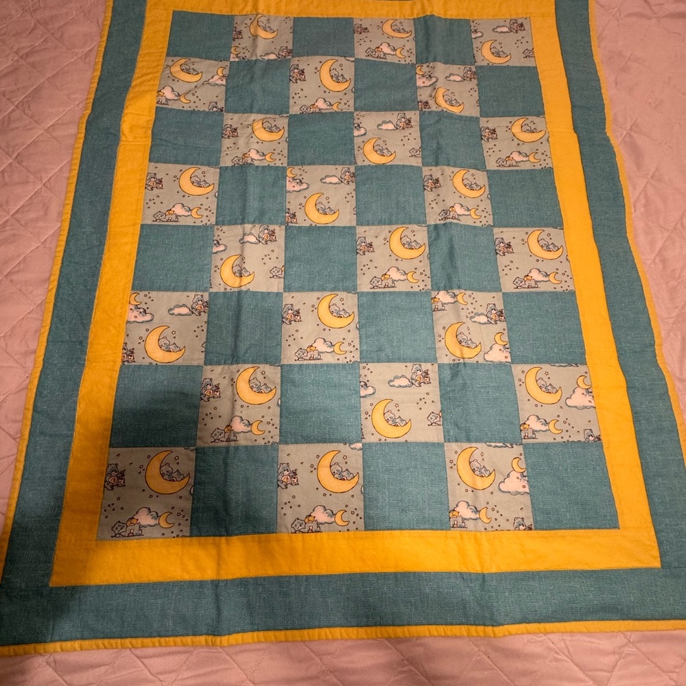 Vintage care bear Moon and Stars Patchwork Quilt